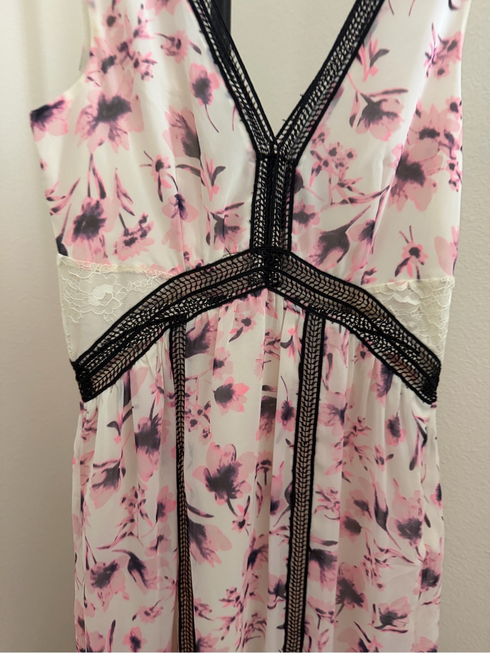 Aqua Pink Floral Lace-Trim Maxi Dress - Picture 3 of 4